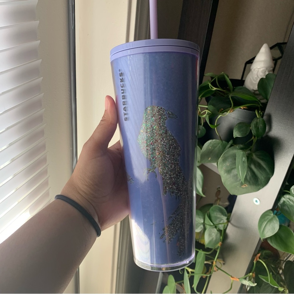 Starbucks 2022 Halloween Glitter 'Periwinkle Raven GlowintheDark' 24oz cold cup